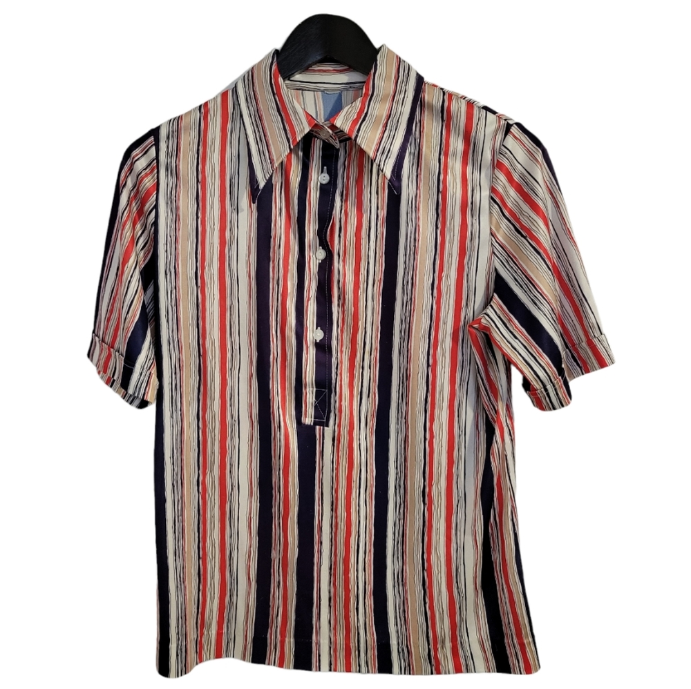 Vintage women's 70s striped collared shirt